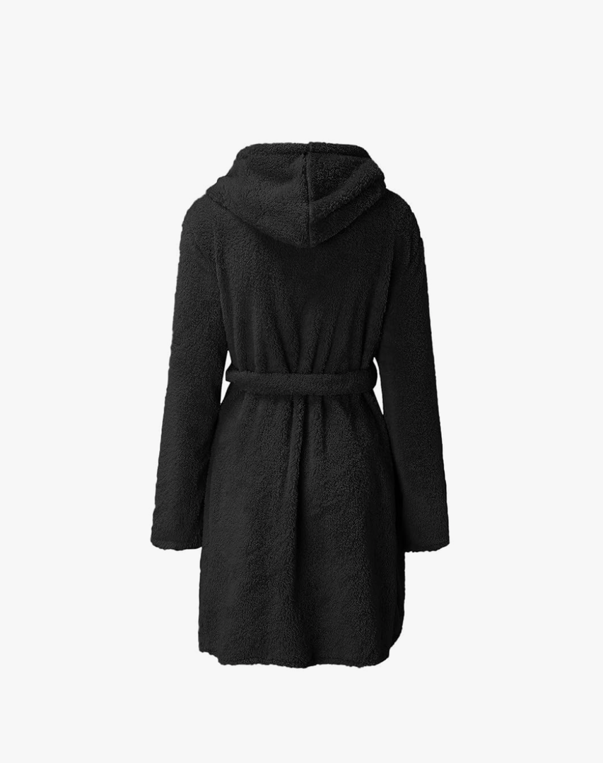 Women's Fuzzy Robe Lightweight Robes Long Sleeves Soft Loungewear Short Bathrobe with Pockets Winter Spa Robes 5XL