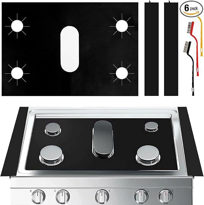Stove Burner Covers  DIY Gas Stove Protectors for Samsung LG Gas Range, Reusable Gas Top Stove Covers, NonStick Stove Liner, Stove Guard Protectors Fast Clean Liners for Kitchen/Cooking