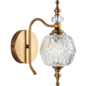 Vintage Bathroom Wall Sconces, 1-Light Wall Light Fixtures with Crystal Glass Shade Retro Bathroom Vanity Light Fixtures for Bedroom Living Room Farmhouse Dinning Room