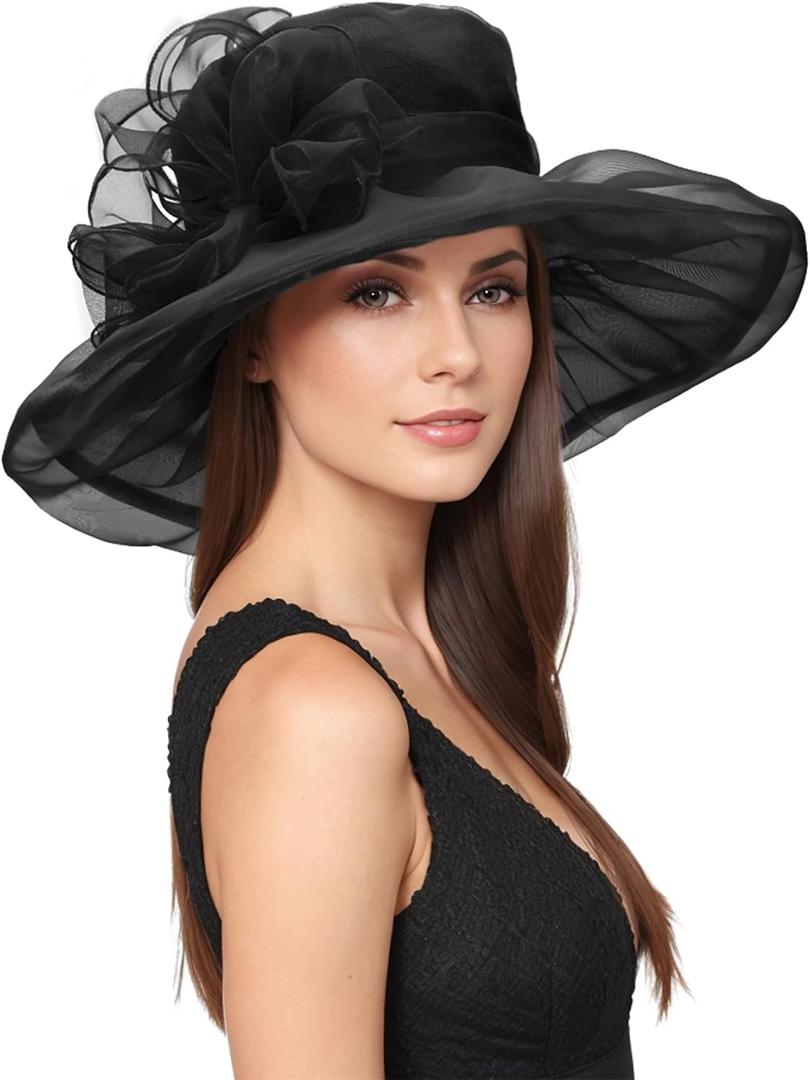 Zando 2026 Kentucky Hats Derby for Women Elegant Tea Party Hats Organza Victorian Church Wedding Fascinator Hat