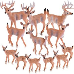 Deer Figurines Toy Realistic Deer Family Figurines Forest Animals Figures Miniature Woodland Creatures Miniature Cake Toppers for Christmas Birthday Party Bridal Shower