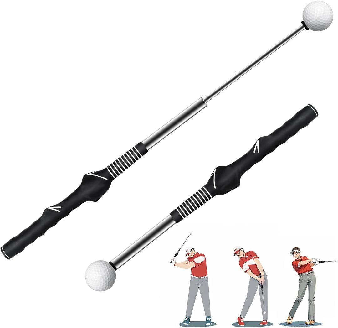 HRUIYL Retractable Golf Swing Trainer, Golf Grip Trainer, Golf Training Aid for Warm-Up, Golf Swing Training Aid, Grip Trainer Golf Club, Strength & Tempo Training for Chipping Hitting