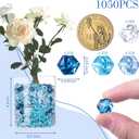 DomeStar 1050PCS Mixed Blue Fake Ice, Fake Diamonds Aquarium Rocks for Vase Fillers Fish Tank Table Scatter Winter Decor (Gradual Change Blue)