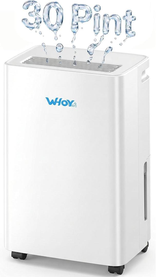 30 Pints Smart Dehumidifier with WiFi App, for Home & Bedroom Up to 2,000 Sq. Ft., Ultra Quiet with Child Lock & Laundry Dry, 1.6L Tank & Continuous Drain Hose
