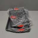 NutriChef 3-Piece Nonstick Kitchen Oven Baking Pans - Premium & Stylish Non-Stick Steel, Commercial Grade Restaurant Quality Metal Bakeware with Red Silicone Handles - Easy to Clean, NCSBS3S