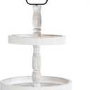 Decorative Tray - Two Tiered Tray Cupcake Stand Farmhouse Rustic 2 Tiered Serving Tray for Home and Kitchen Decor, Party, Weddings-Holiday Decoration Customizable Display Options(White) (15.7")