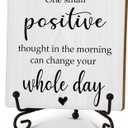 Funny Office Desk Decor, One Small Positive Thought Wooden Sign, Inspirational Gifts for Women Men Friends Coworkers Birthday Christmas, Cute Cool Desk Accessories for Home Office-C12