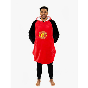 Manchester United Oversized Wearable Fleece Blanket, Super Warm and Cosy Premium Sherpa Lined, Manchester United Design