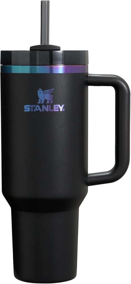 STANLEY Quencher H2.0 Tumbler with Handle and Straw 40 oz | Flowstate 3-Position Lid | Cup Holder Compatible for Travel | Insulated Stainless Steel Cup | BPA-Free | Black Chroma (40 Ounces)