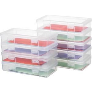 novelinks Plastic Clear Storage Containers for Organizing, Craft Storage Organizers and Stackable Storage Bins with Lids for Pencil Box, Bead, Cookie Cutter, Board Game (9 Pack Medium)