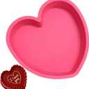 Silicone Heart Shaped Cake Pans  9 Inch Pink Nonstick Food-Grade Heart Cake Pan, Oven & Microwave Safe Molds for Baking  Easy to Clean in Just 2 Seconds