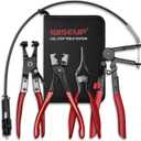 WISEUP 4PCS Hose Clamp Pliers Set - Includes 27" Long Reach Wire Spring Plier, Clic-R Type Pliers, Hose Remover & Flat Band Clamp Tool - for Automotive Fuel, Oil, Coolant, Radiator Hoses