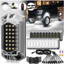 20Pods Full Angle All Pure White LED Rock Lights Full Kit Plug and Play & Pre Wired 6500K with Switch Harness Wiring Extension Fuse, 560Chips Waterproof Underglow 12V for Semi Trucks Pickup Offroad