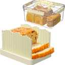Sorgion 2-in-1 bread slicer and storage box with handle - plastic bread boxes for fresh keeping food storage containers with lids airtight for cake bunsBeige