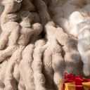 Ultra Soft Cozy Faux Fur Throw Blanket, Fuzzy Plush Thick Bubble Blanket, Oversize Luxury Fluffy Blanket for Couch, Sofa, Bedroom, and Living Room, 50x60 Inches, Light Brown