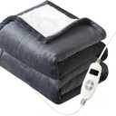 Quilted Electric Heated Blanket 50"x 60" Anti-Wire Shift | 10 Heat Levels & 1-9 Hour Timer | ETL Certified, Overheat Protection | Removable Controller, Flannel & Sherpa