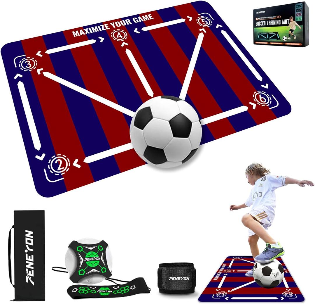 Soccer Training Equipment,Soccer Training Mat Improve Strength,Agility and Coordination,Anti-Slip Silent Absorption Soccer Footwork Training Mat,Soccer Trainer for Indoor/Outdoor Drills