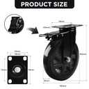 Caster Wheels, Heavy Duty 6 Inch Casters Set of 4, Locking Swivel Casters Wheels for Cart, Furniture and Workbench, Black