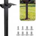 Novabright 66in Double Mailbox Post for Outside, Heavy Duty Galvanized Steel Mailbox Mount, Fits Two Standard Mailboxes, Weather Resistant Metal Sleeve for 4x4 Wood Post, Black