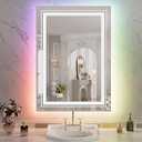 WTTY LED Bathroom Mirror 20"x28" with RGB Backlit and 3 Front Light,Stepless Dimmable LED Mirror for Bathroom,Lighted Bathroom Vanity Mirror for Wall,Anti-Fog,Memory Function,Shatter-Proof