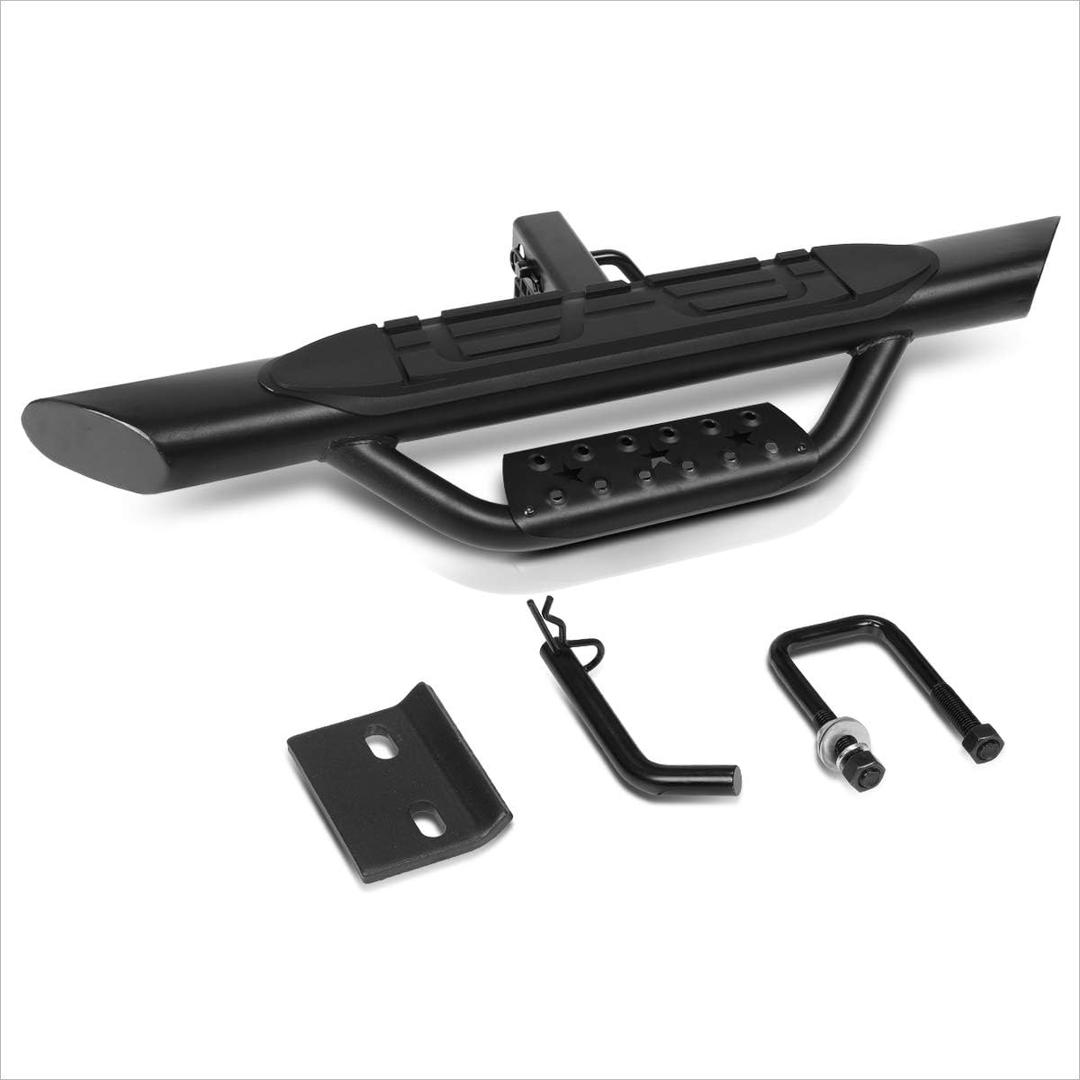 Universal Hitch Step for Truck 2 inch Receiver, 36.5" Wide Hitch Step with Drop Step Pads, Oval Steel Trailer Tow Hitch Step Bar Black Powder Coated