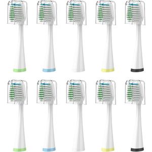 Replacement Brush Heads for Smile Bright Platinum Sonic Electric Toothbrush, Soft Bristles, 10-Pack, with Covers