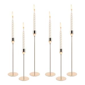 6Pcs Tall Candlestick Holders, Metal Taper Candle Holders Stand Set, Vintage Wedding Table Centerpiece, Fireplace Mantle, Home Dining Room Decor(Color:Gold)