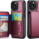 Vinich for iPhone 11 Pro Max Wallet Case with Card Holder, RFID Blocking Credit Slots Kickstand Shockproof Phone Cover for Women Men, Wine Red