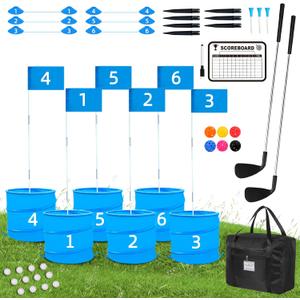 Golf Game with 2 Clubs Right Handed,Practice Golf with 6 Buckets, Outdoor Golf Gift for Adults,Holes Golf Outdoor Game for Lawn,Yard,Camping,Park
