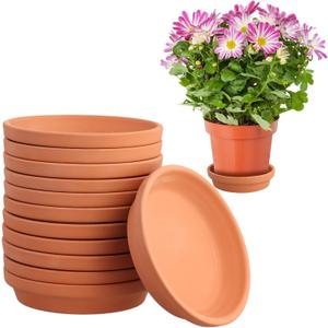 Lnrueg 12Pcs Terracotta Pot Plant Saucers, 4.5 Inch Flower Pot Saucers, Durable and Thicker Plant Trays, Red Clay Pot Saucers for Indoor Outdoor Plants
