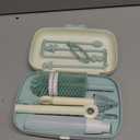 Momcozy Bottle Brush Set - Baby Bottle Cleaner Kit with Silicone Brush, Nipple Brush, Straw Brush, Soap Dispenser, Drying Rack - 7 in 1 Bottle Cleaning Tool for Home and Travel, Green (Classic Style)