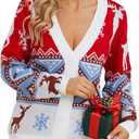 VENTELAN Classic Cardigan Ugly Christmas Sweaters for Women V Neck Button Down Sweater with Fun Patterns and Animals,S-2XL (S)
