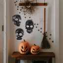 Skull Wall Decor Set of 3, Halloween Hanging Dark Resin Skeleton Statues, Wall Mounted Horror Skulls Art Sculpture Spooky Gift, Indoor Outdoor Gothic Black Office Living Room Decor