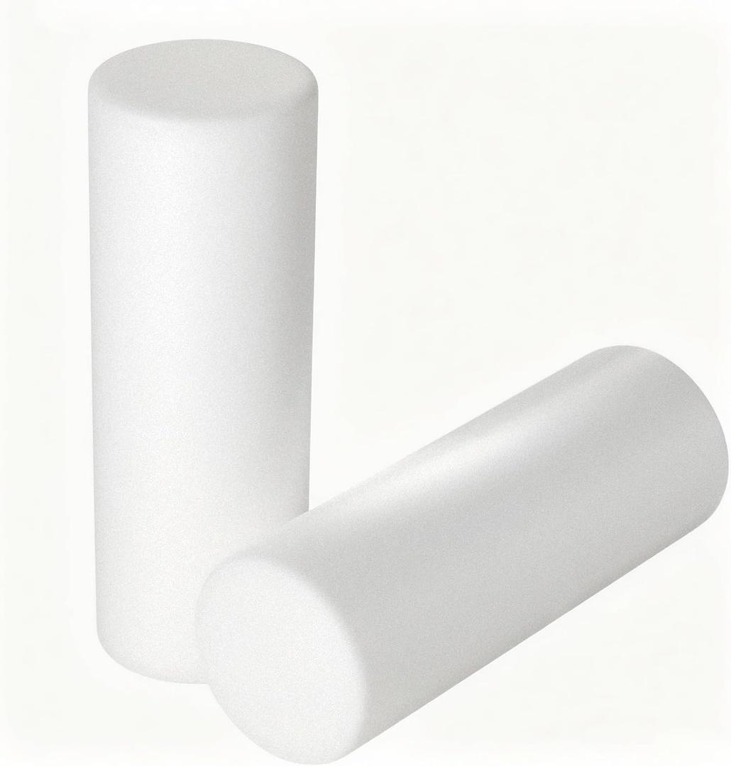 Cylinder Bolster Pillow Insert Set of 2, Bedding Round Pillows Inserts for Indoor and Outdoor Foam Filled, Only Insert (White, 8 * 24in)