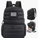 MOZETO Laptop Lunch Backpack for Men, Tactical Inspired Utility Anti-Theft Work Bag with Cooler Compartment Lunchbox (Black, 17 Inch)