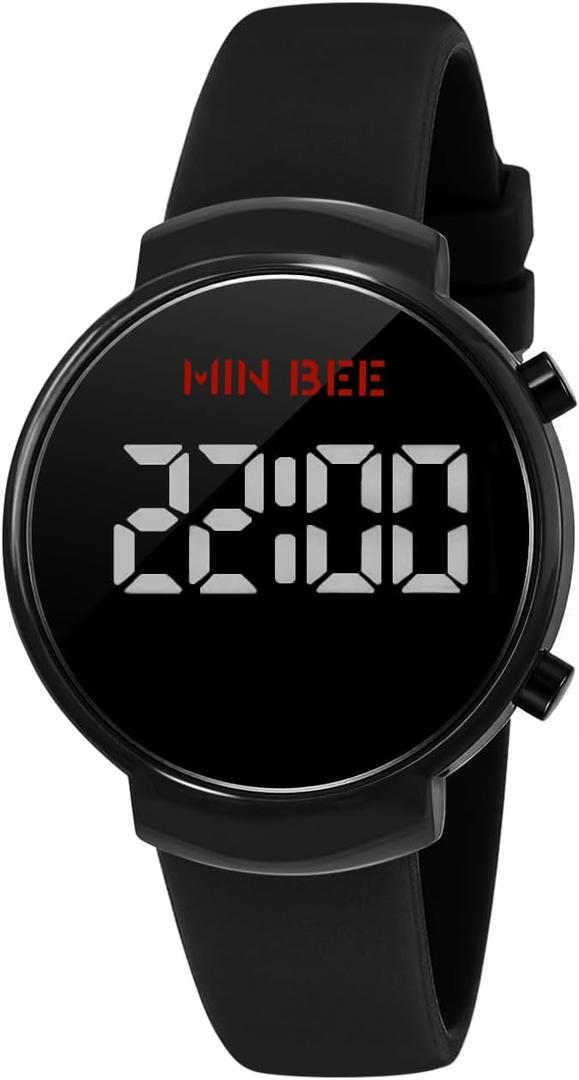Digital Watch for Women Ceramic Metal Watch Case Easy to Read LED Numerals Silicone Wristwatch,Non-Smart Timepiece Fashion Wristwatch for Daily/Party,Casual Sports Style,Water Resistant 100 feet (Black)