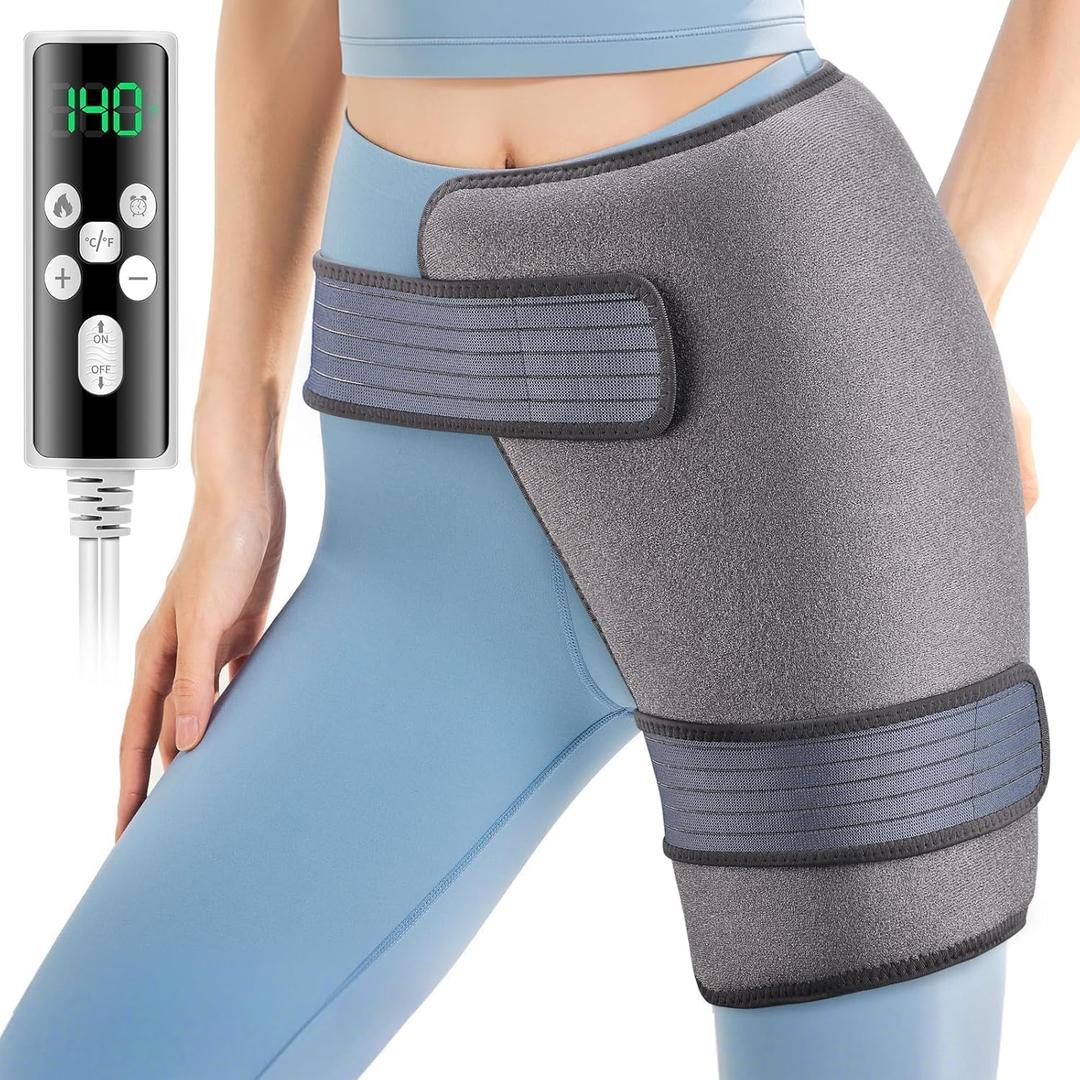 Hip Heating Pad for Hip Pain Relief, Heated Hip Brace for Sciatica Pain Relief, Back/Thigh/Leg/Buttock Electric Heating Therapy Pad for Men Women, 3 Heat and 13 Timing Settings