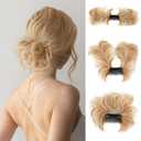 Messy Bun Hair Piece Side Comb Clip in Hair Bun Hairpiece for Women Short Natural Straight Versatile Adjustable Styles Easy Hair pieces (Golden Blonde/Beach Blonde-S)