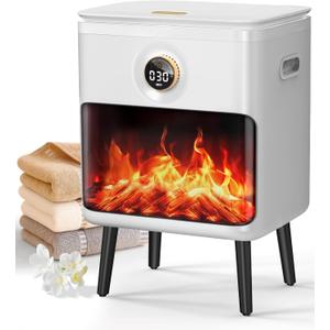 Towel Warmer, 25L Large Luxury Towel Warmers for Bathroom with 3D Flame Screen, Auto Shut Off Even Heated Hot Towel Warmer Bucket for Towels, Bathrobes, Blankets, PJ's, Ivory White