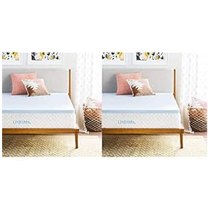 Linenspa 2 Inch Memory Foam Mattress Topper, Gel Infused King Mattress Topper, CertiPUR-US Certified & 2 Inch Memory Foam Mattress Topper, Gel Infused Queen Mattress Topper