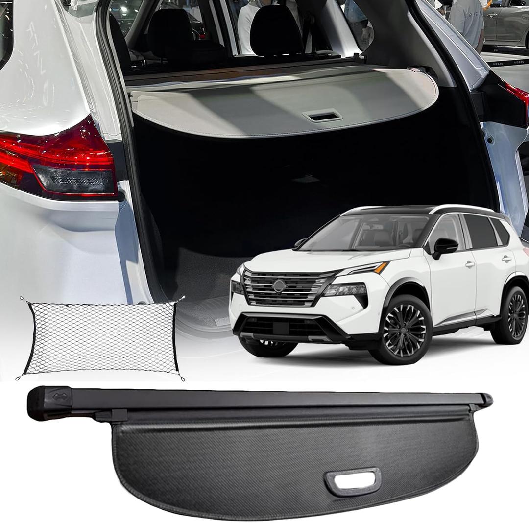 Cargo Cover for 2021-2026 Nissan Rogue Accessories S SV SL Platinum, Carbon Fiber Texture Retractable Trunk Cover Privacy Security Screen Luggage Shield Shade(Not for Rogue Sport/Select)