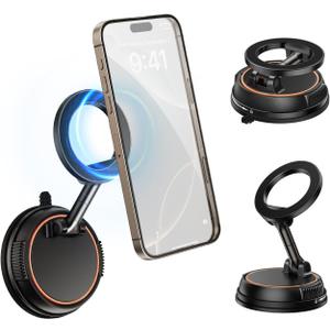 Vacuum Suction Cup Phone Mount,Hands-Free Magnetic Shower Cell Phone Holder,Adjustable Phone Suction Grip for Mirror/Car Dashboard/Gym,Compatible with MagSafe iPhone 16/15/14/13/12 (X20)