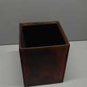 Wooden Pencil Holder: Stationery Organizer - Square Pen Cup Holder - Desk Decoration For Stationery Make Up Brushes Desks Offices Dark Brown