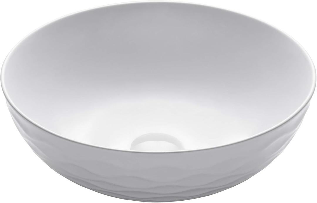 KRAUS Viva Round White Porcelain Ceramic Vessel Bathroom Sink, 16 1/2 in. D x 5 1/2 in. H, KCV-200GWH