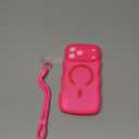 DOMAVER for iPhone 17 Pro Max Case for Women, 1X Screen Protector+1X Wrist Strap, [Compatible with MagSafe] [Full Camera Protection] Cute Wave Matte Phone Case for iPhone 17 Pro Max, Hot Pink