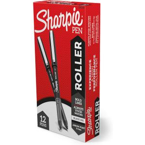 Sharpie Rollerball Pen, Arrow Point (0.7mm) Pen for Bold Lines, Black Ink, 9 Count