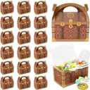Bekith 36 Pack Pirate Treasure Chest, Gable Treat Boxes, Goodies Boxes Party Favor Boxes with Handles, Paper Gift Boxes Candy Decoration Box for Birthday Party Halloween, 6.3" x 3.5" x 3.5" Inch