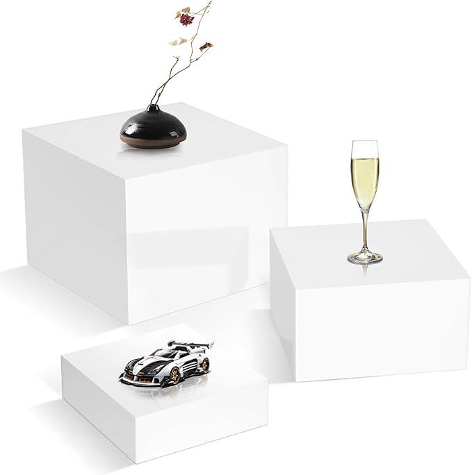 Gowing Buffet Risers, Food Display Risers for Party, White Food Risers for Buffet Dessert Table, Risers for Display Decorative for Food, White Acrylic Boxes for Food Display, 3PCS 8''x9''x10''