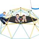 VEVOR Climbing Dome, 10FT Jungle Gym with Hammock and Swing, Geometric Dome Climber Supports 750LBS and Easy Assembly for Kids 3 to 10 Years Old, with Climbing Grip, Outdoor Backyard Play Equipment