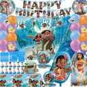 Birthday Party Decorations Include Banner, Balloons, Paper Tableware, Tablecloth, Backdrop, Hanging Swirl, Cupcake Toppers for 10 Guest